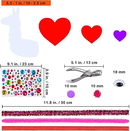 Miniatura 4 de Winlyn Kit de manualidades, 24 juegos de adornos de animales para el día de San Valentín, calcomanías de manualidades de corazón, juegos de arte