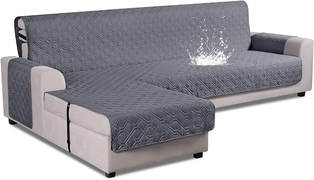 VANSOFY Upgraded Sectional Couch Covers 100% Waterproof L Shaped Sofa Slipcover Reversible Chaise Lounge Cover for Sectional Sofa Furniture Protector Cover for Pets Dog CatLarge, Dark Gray