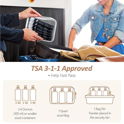 Miniatura 2 de PACKISM Contenedores de viaje para líquidos, paquete de 12 bolsas de viaje líquidas a prueba de fugas, 3 onzas, aprobadas por la TSA, de pie, diseño
