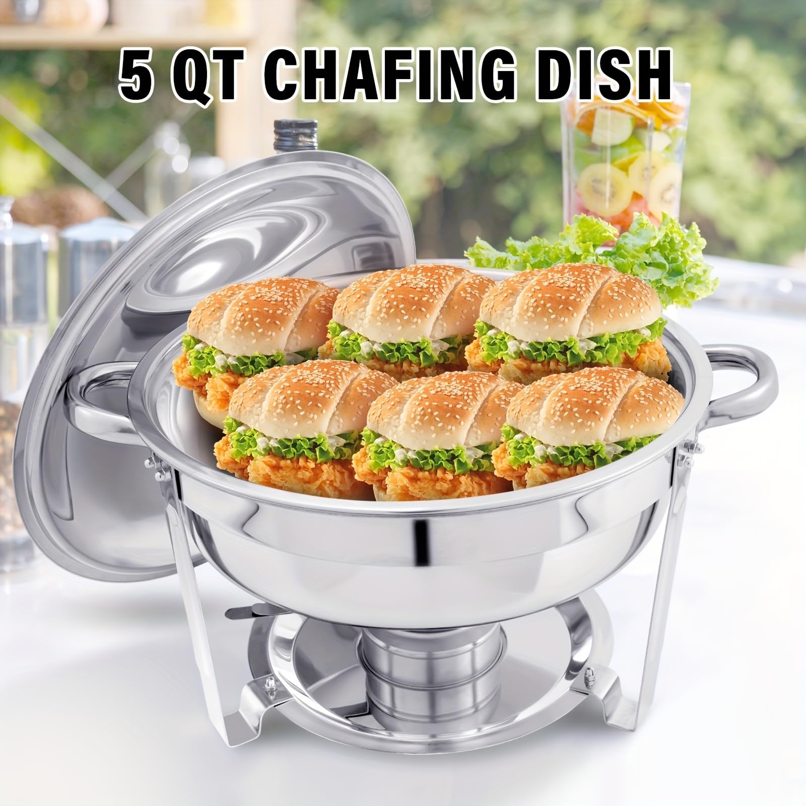 Set di Riscaldavivande per Buffet 1 confezione da 5QT Chafing Dish Set buffet, teglie for cibo, teglia for acqua e porta-combustibile for ristoranti, catering, feste, matrimoni