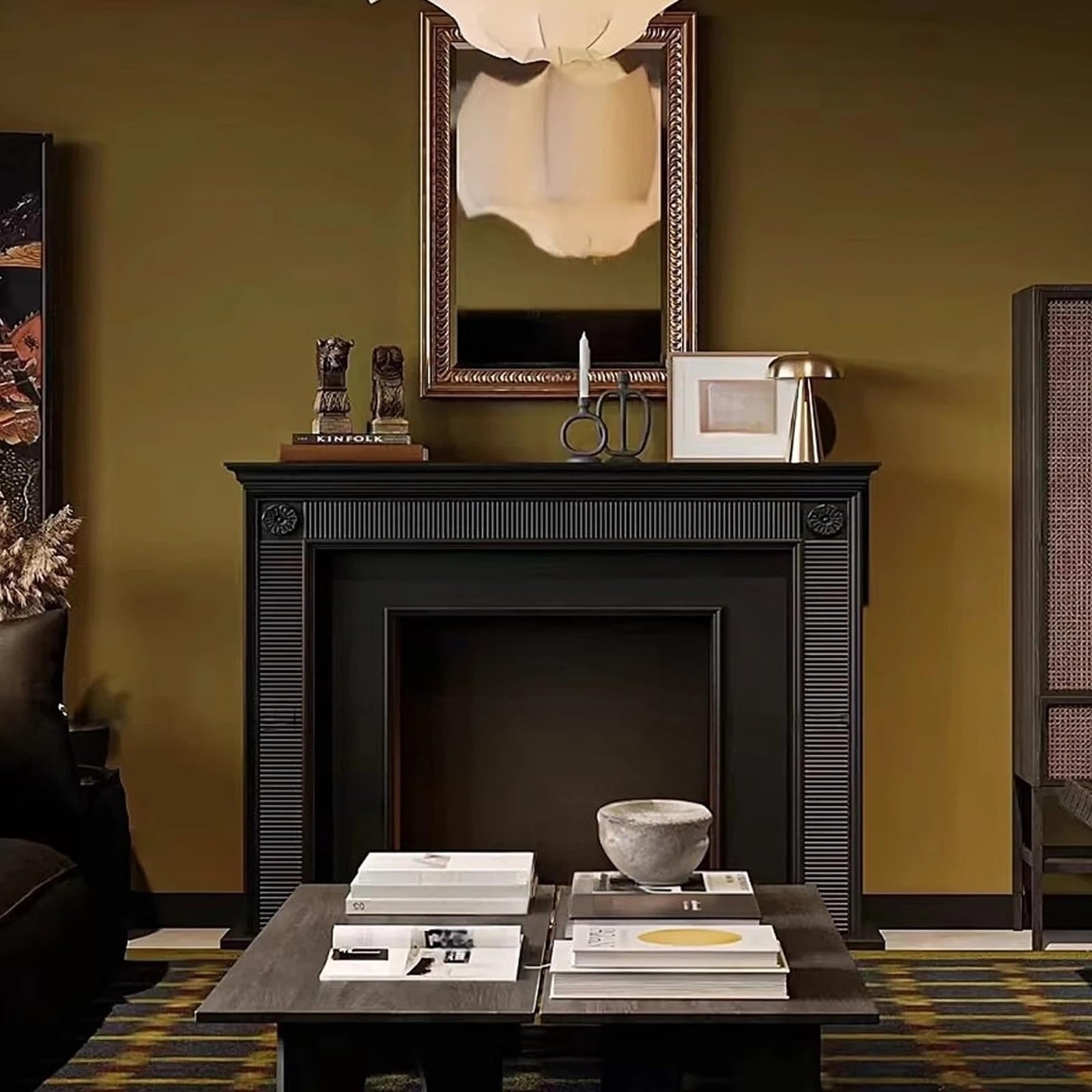 Intérieur Entourage de manteau cheminée traditionnel avec des accents rosaces décoratives(Petit)