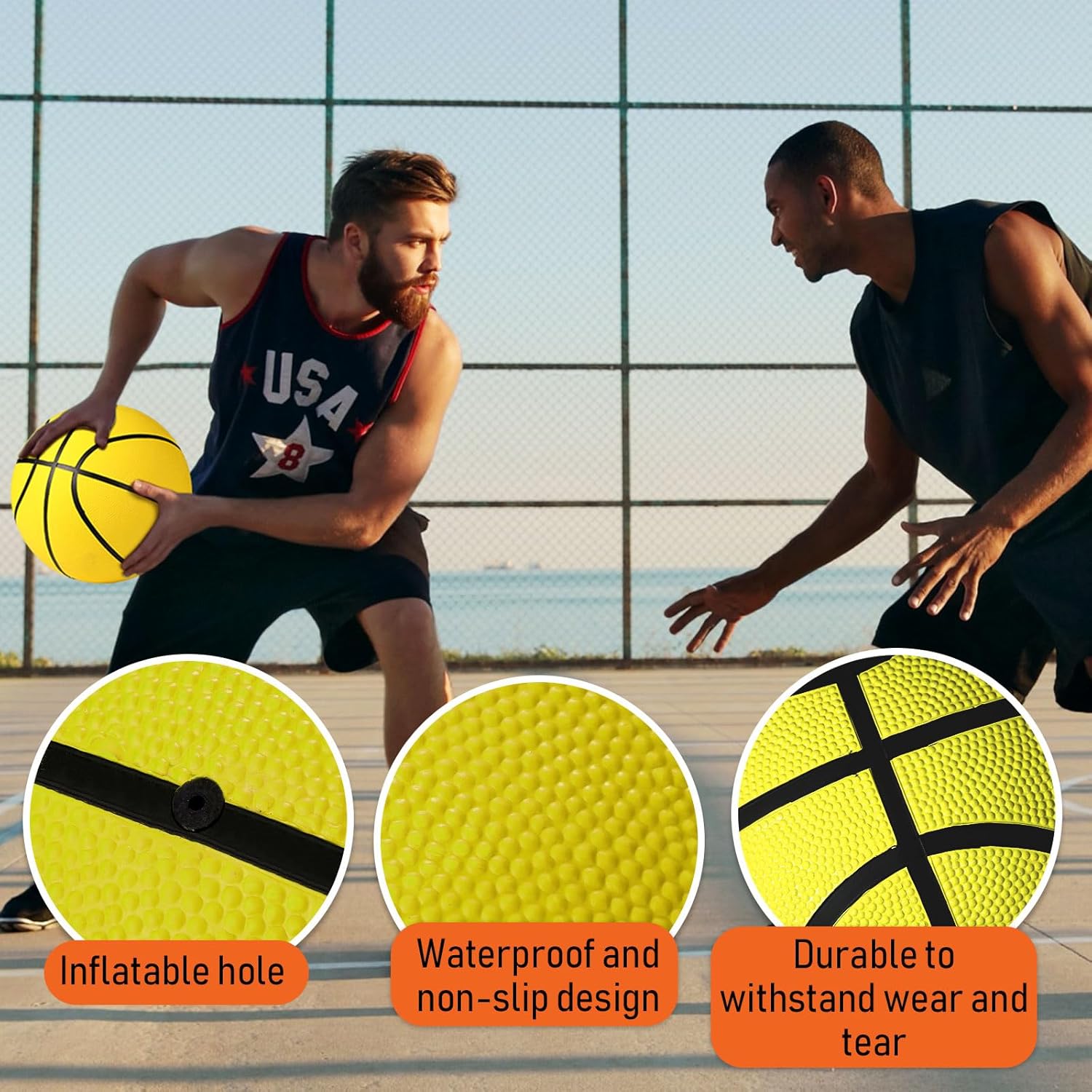 Lenwen Rubber Basketballs Bulk Official Size with Pump Set for Youth Boys PE Back to School Training Practice Match Games Sports Gifts, 6 Colors