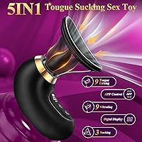 Vista 3 de Juguetes sexuales de rosa para mujer - Vibrador de succión de 5 en 1, juguete sexual de rosa, 3 succiones, 9 lamidos de lengua y vibración, juguetes