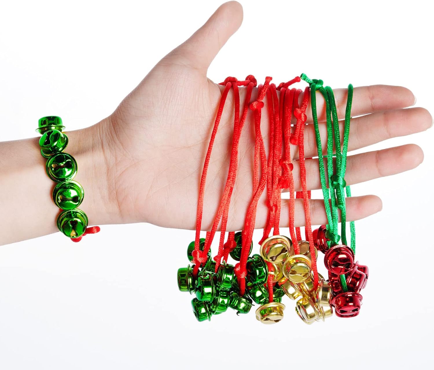 30 Pieces Christmas Jingle Bell Bracelets Adjustable Jingle Bell Wrist Band Green Red and Gold Metal Bells Bracelets for Christmas Party Gift : Musical Instruments