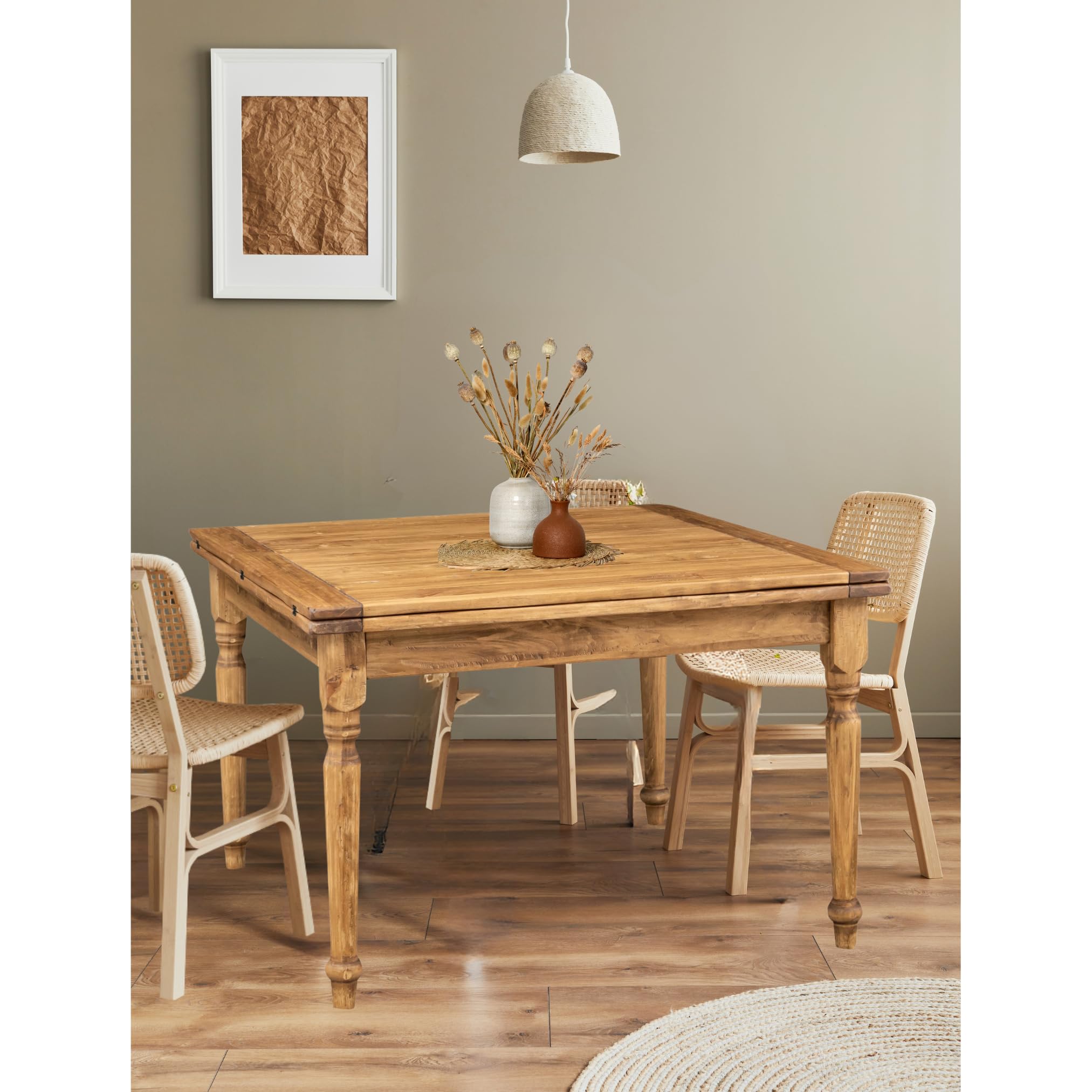 Image secondaire de Table à Manger Extensible en Bois Massif de Tilleul - Style Country