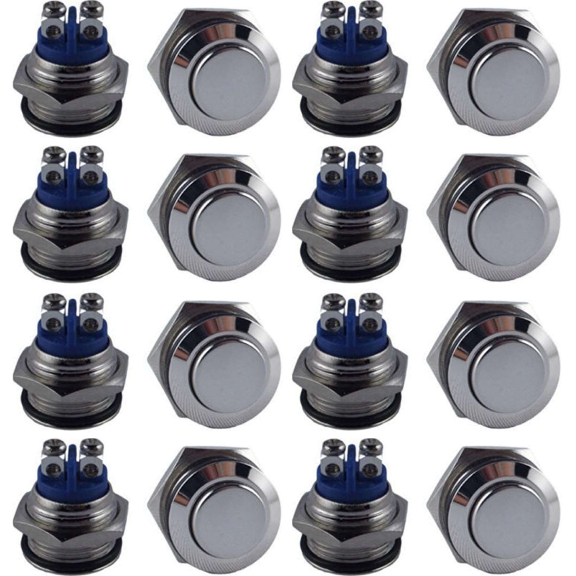 TronicXL 50 Stück 16mm IP65 Klingel Taster Taste Drücker F Drucktaster Knopf KFZ Klingelknopf Hupe Hupenknopf 12V 24V 48V 2A Türklingel Klingelknopf Klingeltaster