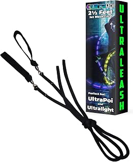 UltraPoi UltraLeash (Black) Soft Cord Leash System - LED Poi Leash | Raves and Concerts