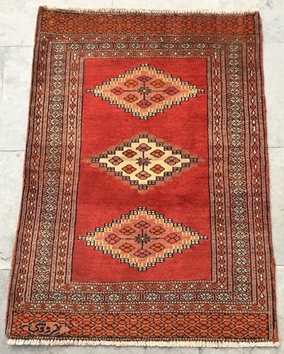 2 x 3 ft Afghan Handwoven Bokhara Wool Area Rug