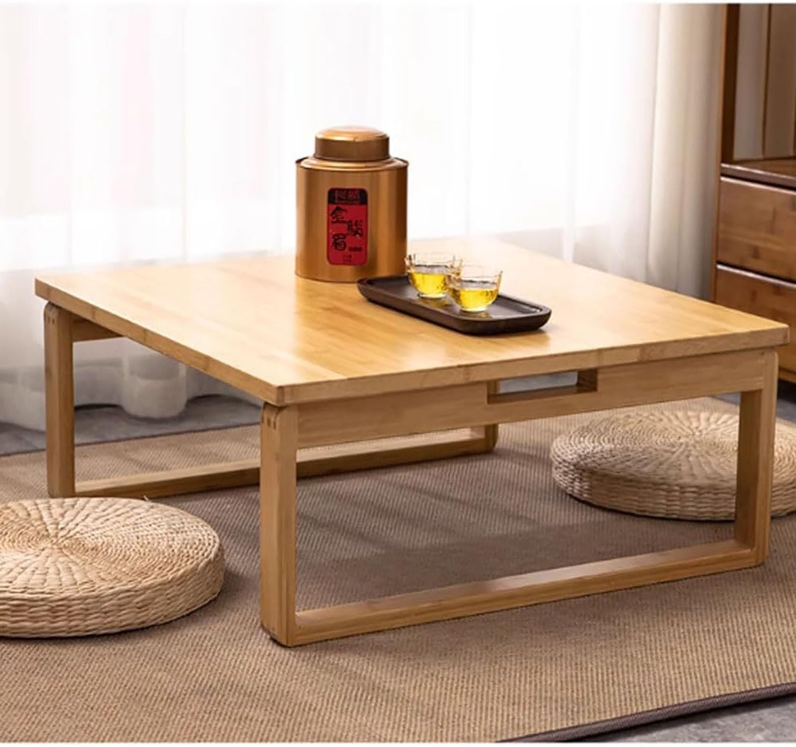 Table basse pliante gain de place en bois massif pour petits salons et chambres
