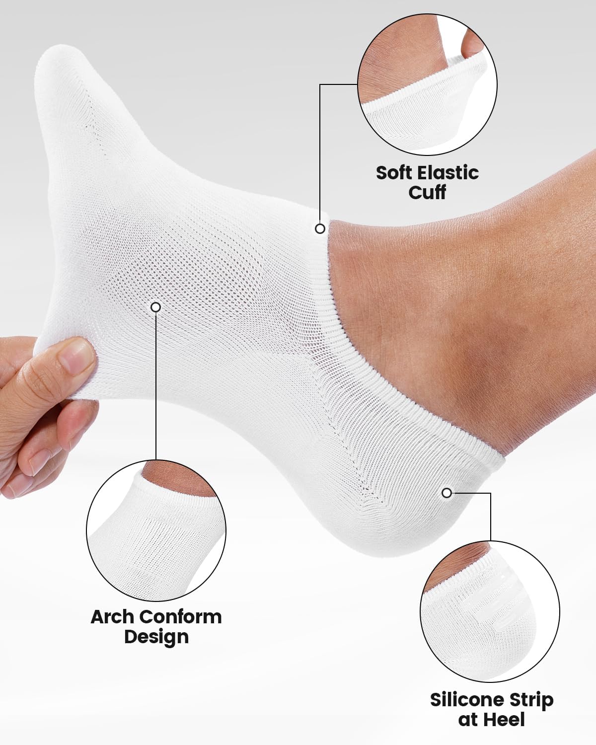 IDEGG No Show Socks Men Low Cut Ankle Short Socks for Men Casual Athletic Socks with Non-Slip Grip - Image 3