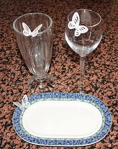 Miniatura 7 de Papel de oblea comestible de mariposas blancas para decoración de pasteles, decoración de pasteles de boda, 50 piezas de papel de arroz, mariposa