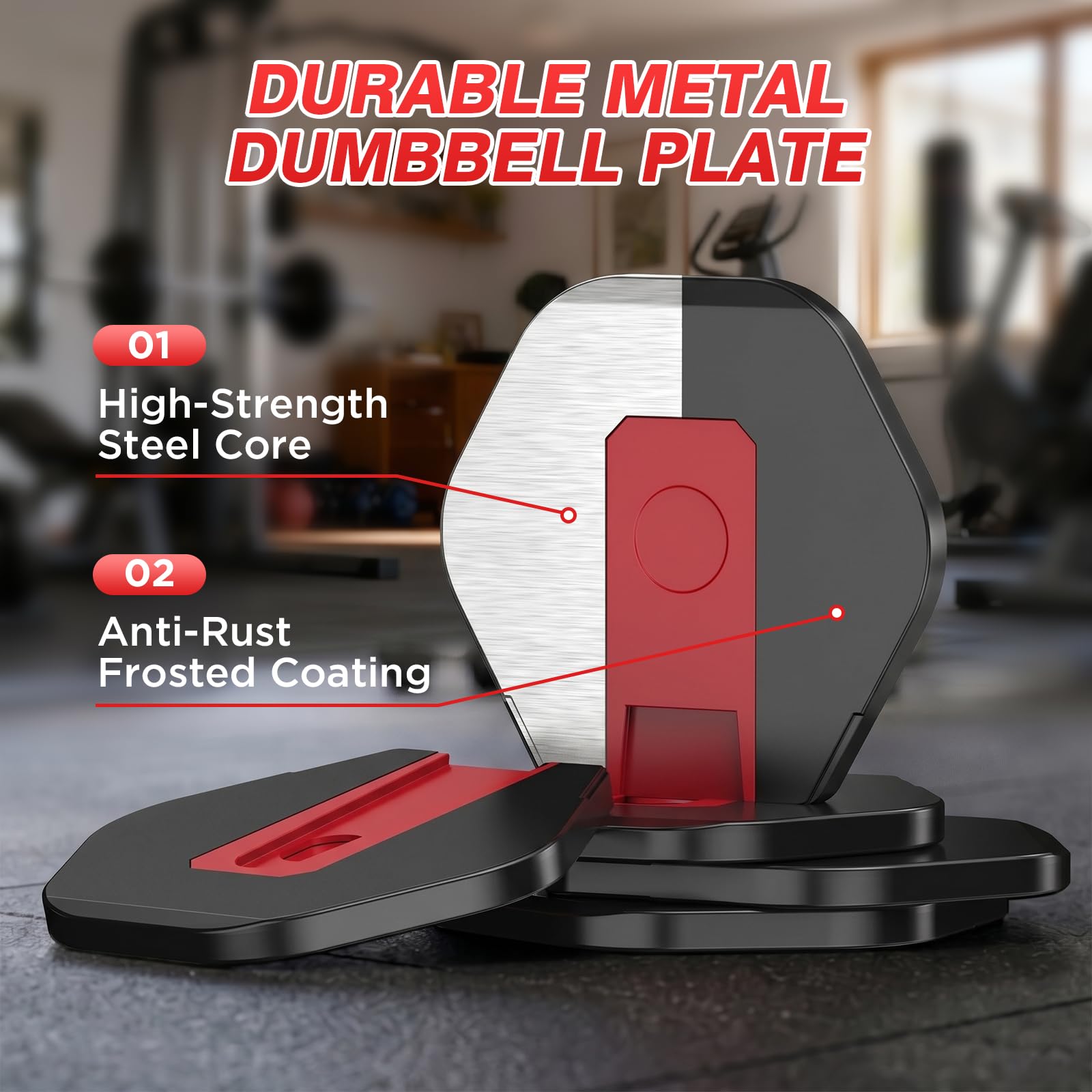 Set di 2 manubri regolabili, resistenti, set di pesi 10 in 1 con impugnatura antiscivolo, 25/55/23,8 kg, attrezzatura da palestra a regolazione rapida, salvaspazio, per l'allenamento della forza a