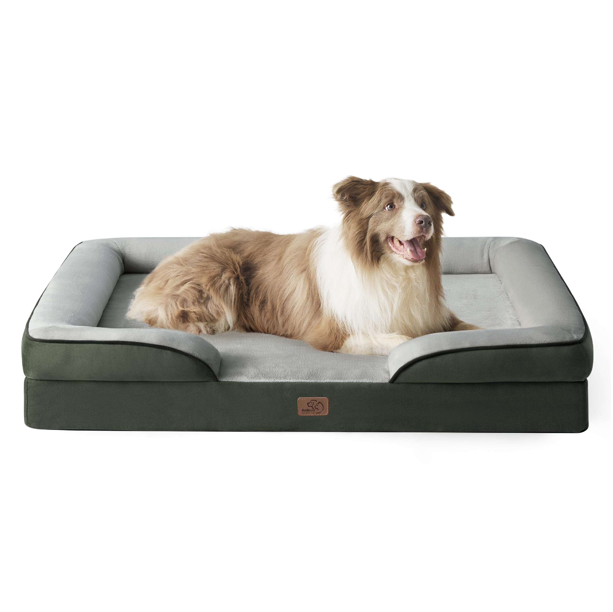 Bedsure L Plus Orthopedic Dog Bed for Large Dogs - Waterproof Dog Cat Bed, L Plus Big Comfort Dogs Couch Sofa with Washable Removable Cover, Pet Bed with Nonskid Bottom, Boreal Canopy Green, 38"