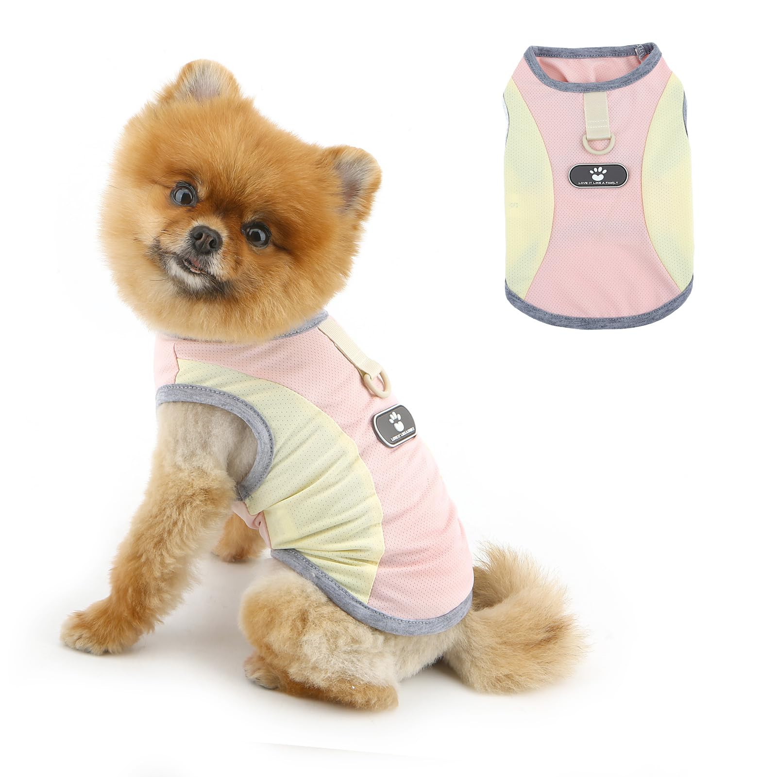 PAIDEFUL Summer Cooling Dog Shirt for Small Dogs Breathable Mesh Pet T-Shirts UV Sun Protection Puppy Vest Soft Lightweight Doggie Tank Top Fashion Chihuahua Tee Clothes Cat Apparel D-ring,Pink,M