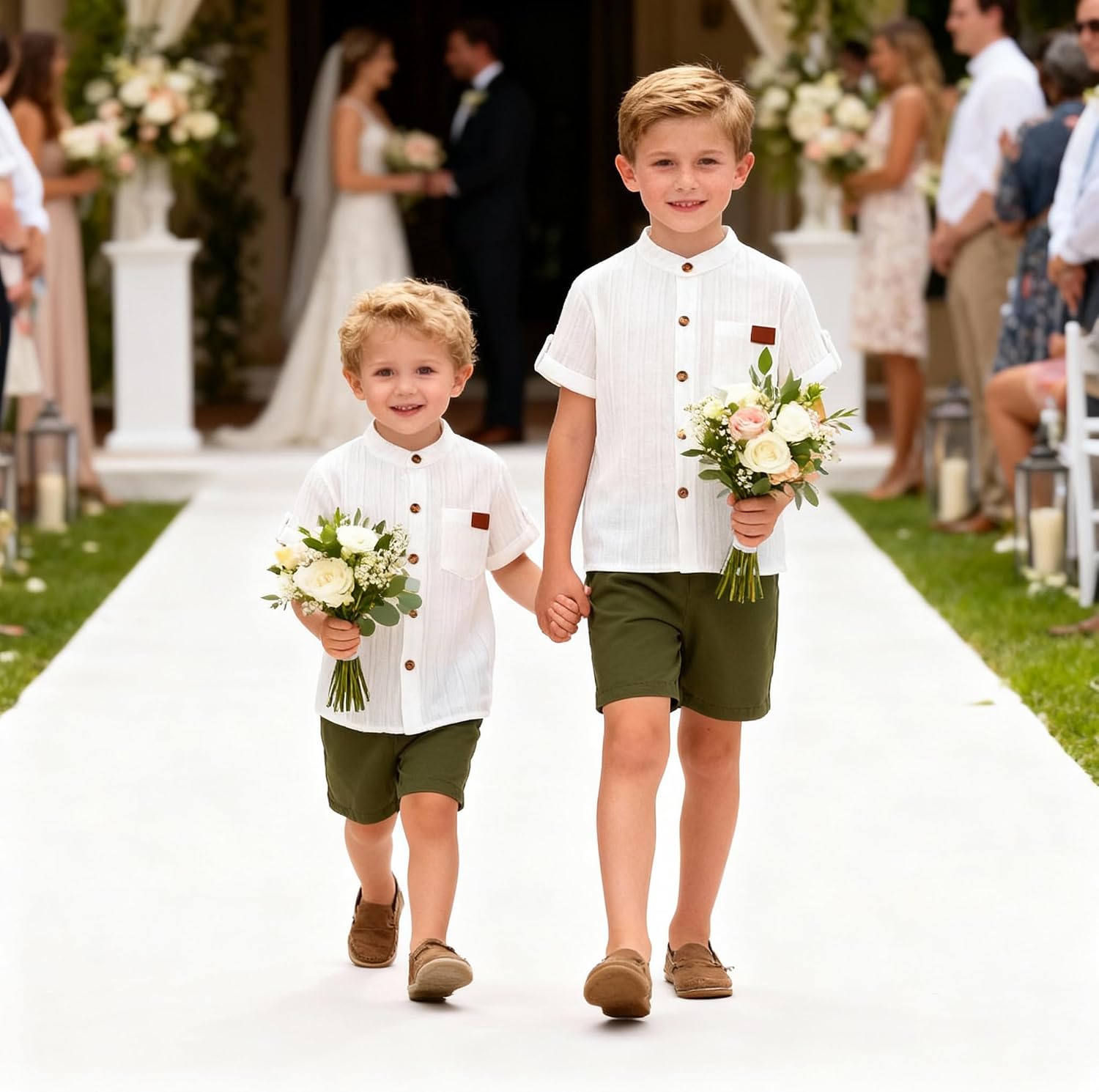 Little Boy Summer Clothes Short Sleeve Button Down Shirts + Casual Shorts 2PC Toddler Outfits