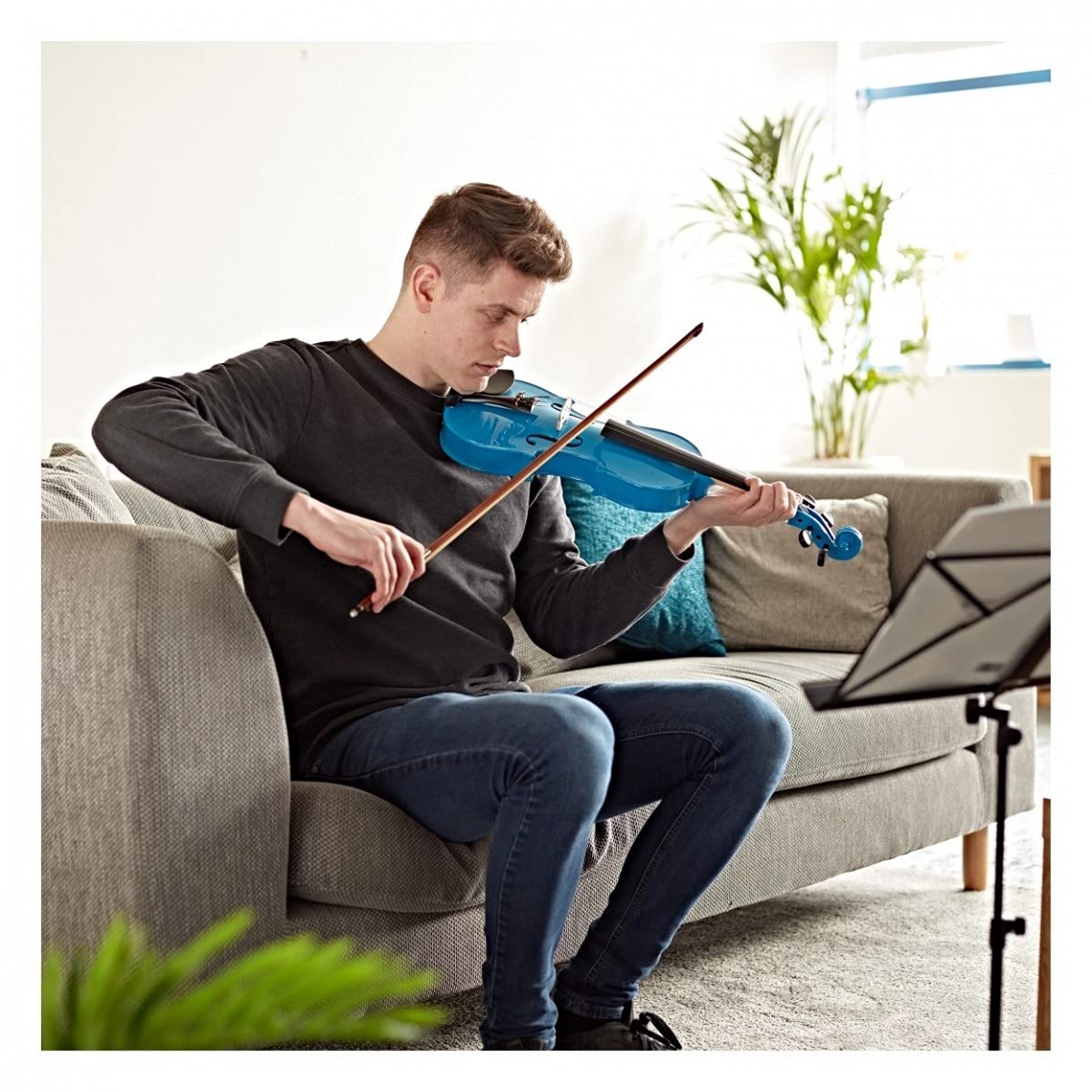 Violino Studente 3/4 Gear4music con archetto a Pece e custodia Blue | Per principianti 9-12 anni, corpo in acero e abete, accordatori integrati per intonazione precisa, pronto da suonare