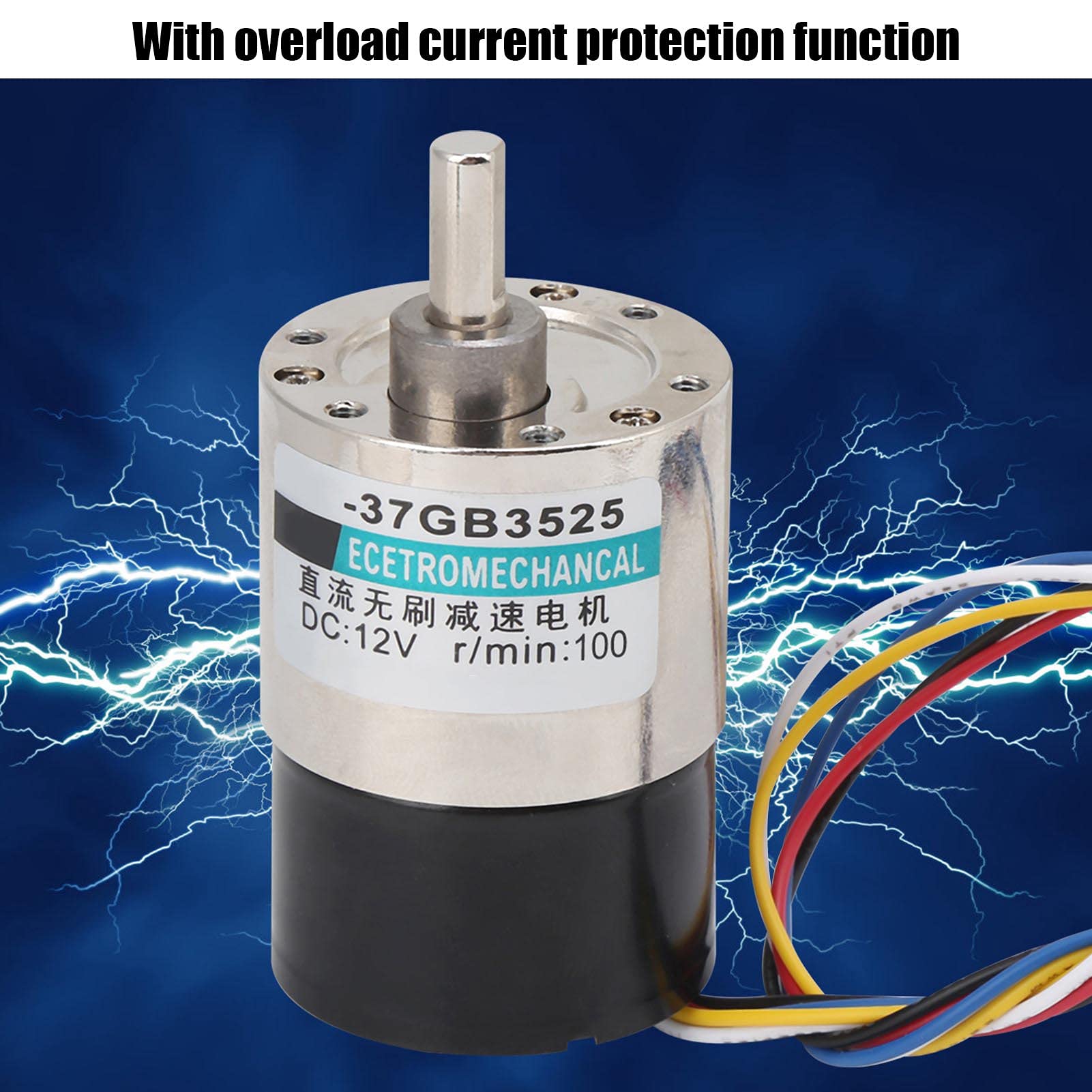 Motor sin escobillas Ainoli velocidad ajustable CW/CCW DC12V con soporte para instrumento de medición XD-37GB3525 (100 rpm/min)
