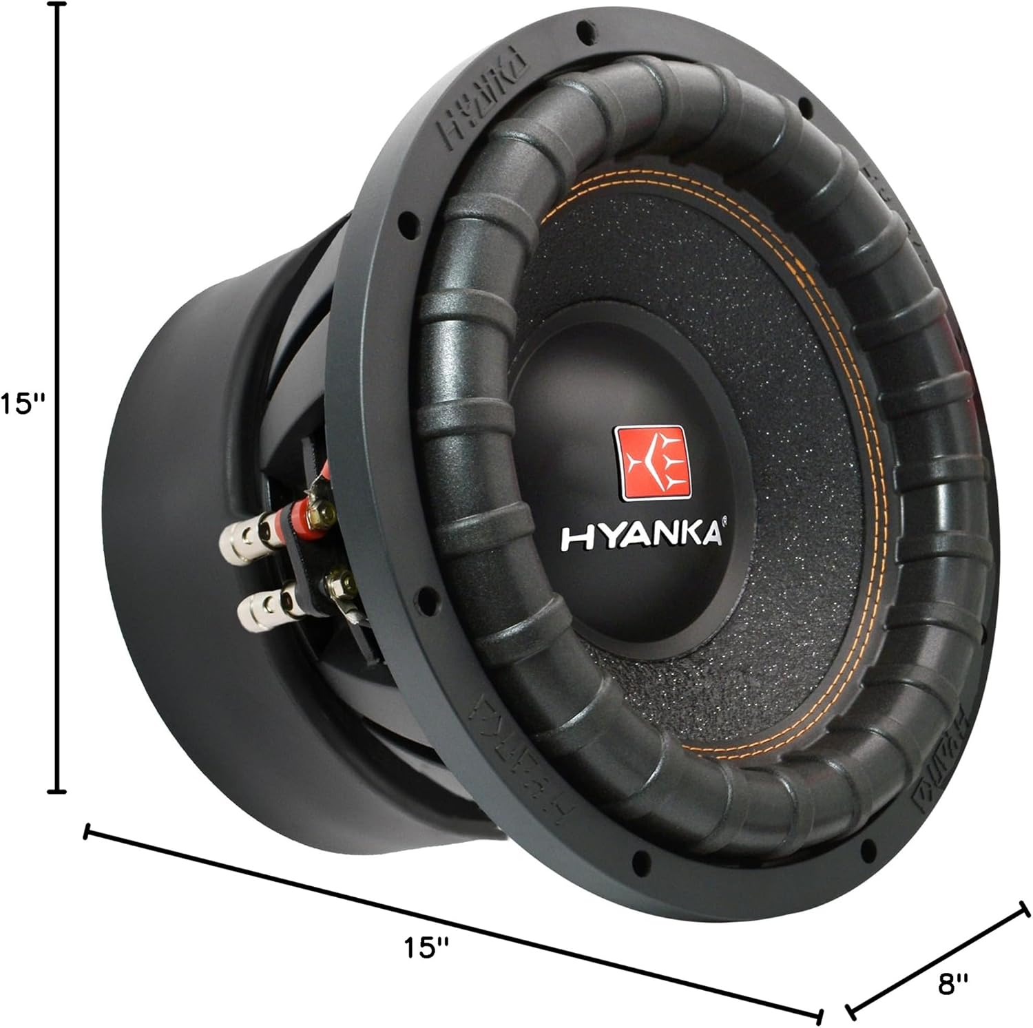 H YANKA BSP-15-2 15 Inch Subwoofer – 3200W Max Power, 3" Dual Voice Coil, 2 Ohm, Car Audio Subwoofer, Black Aluminum Basket, Paper Cone, Deep Bass for Cars