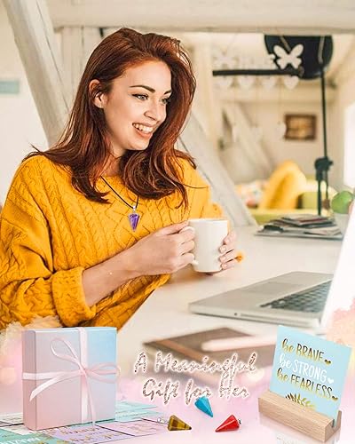 Miniatura 3 de Collar de 12 cristales y tarjetas de afirmación de 12 meses para mujeres, cuidado personal, cristales y piedras curativas, tarjetas de afirmaciones