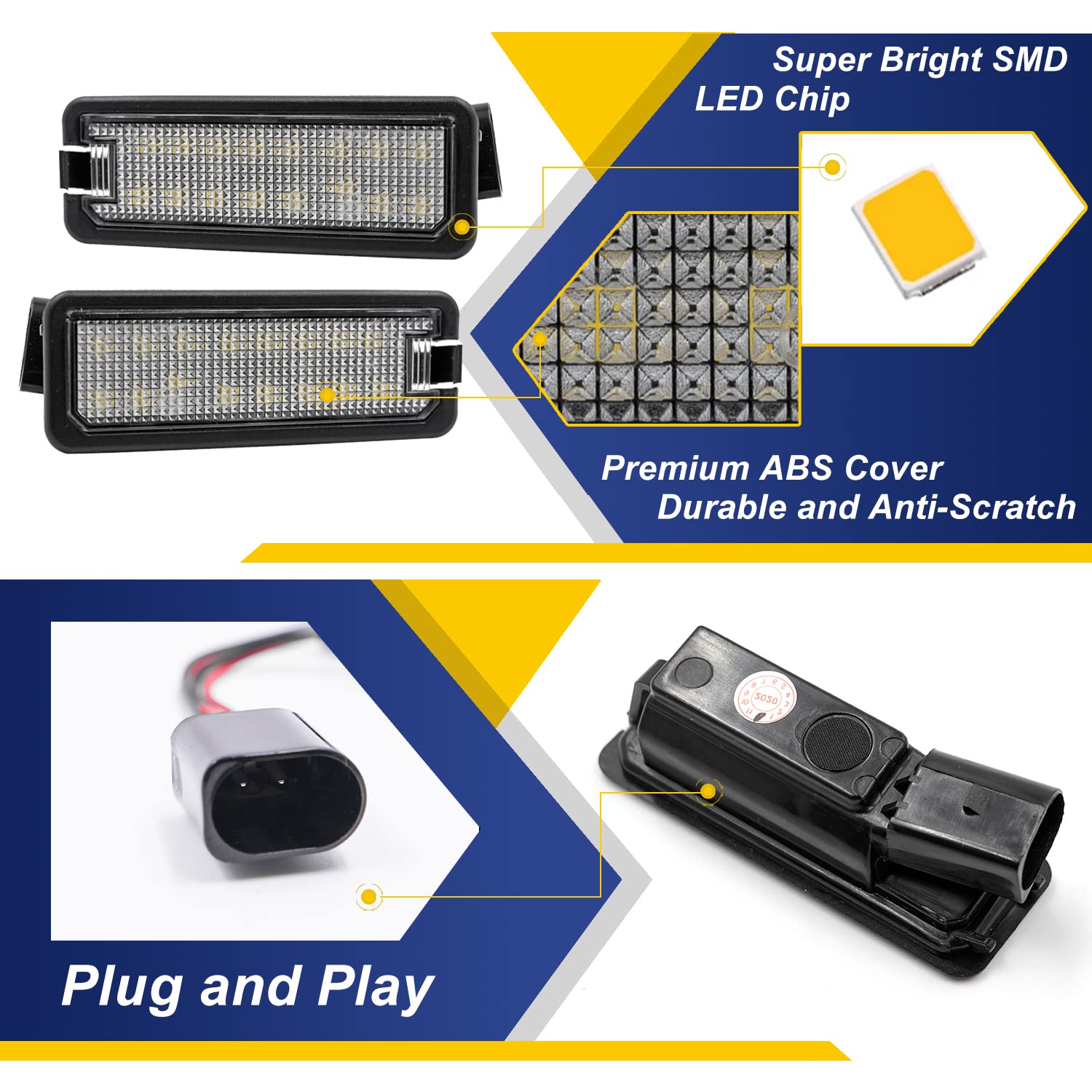 Luz de matrícula LED para V'W Golf 4 IV 5 V 6 VI 7 VII Eos Lupo Polo 2000-2014 P'assat B6 B7 S/cirocco 3 t-roc Canbus, luz de matrícula sin errores