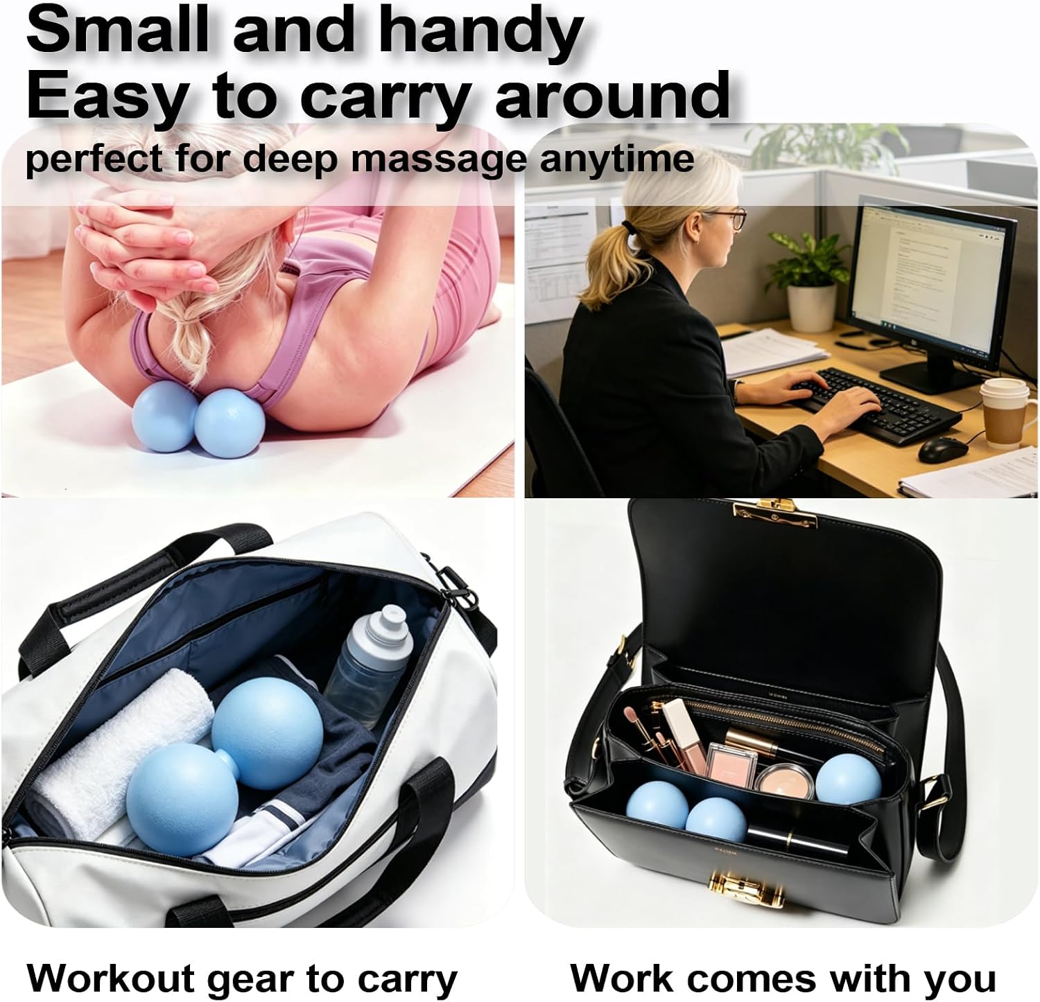 Peanut Massage Ball Deep Tissue Physical Therapy Trigger Point Tools, Roller for Foot&Back&myofascial and Neck Muscle Pain Relief Yoga Exercise, Set of 2 (Peanut & Round)