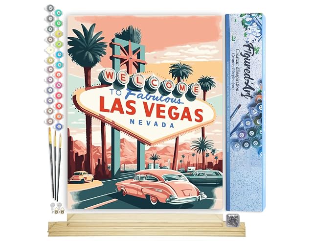 Figured'Art Pintar por Numeros Adultos Póster de viaje Las Vegas