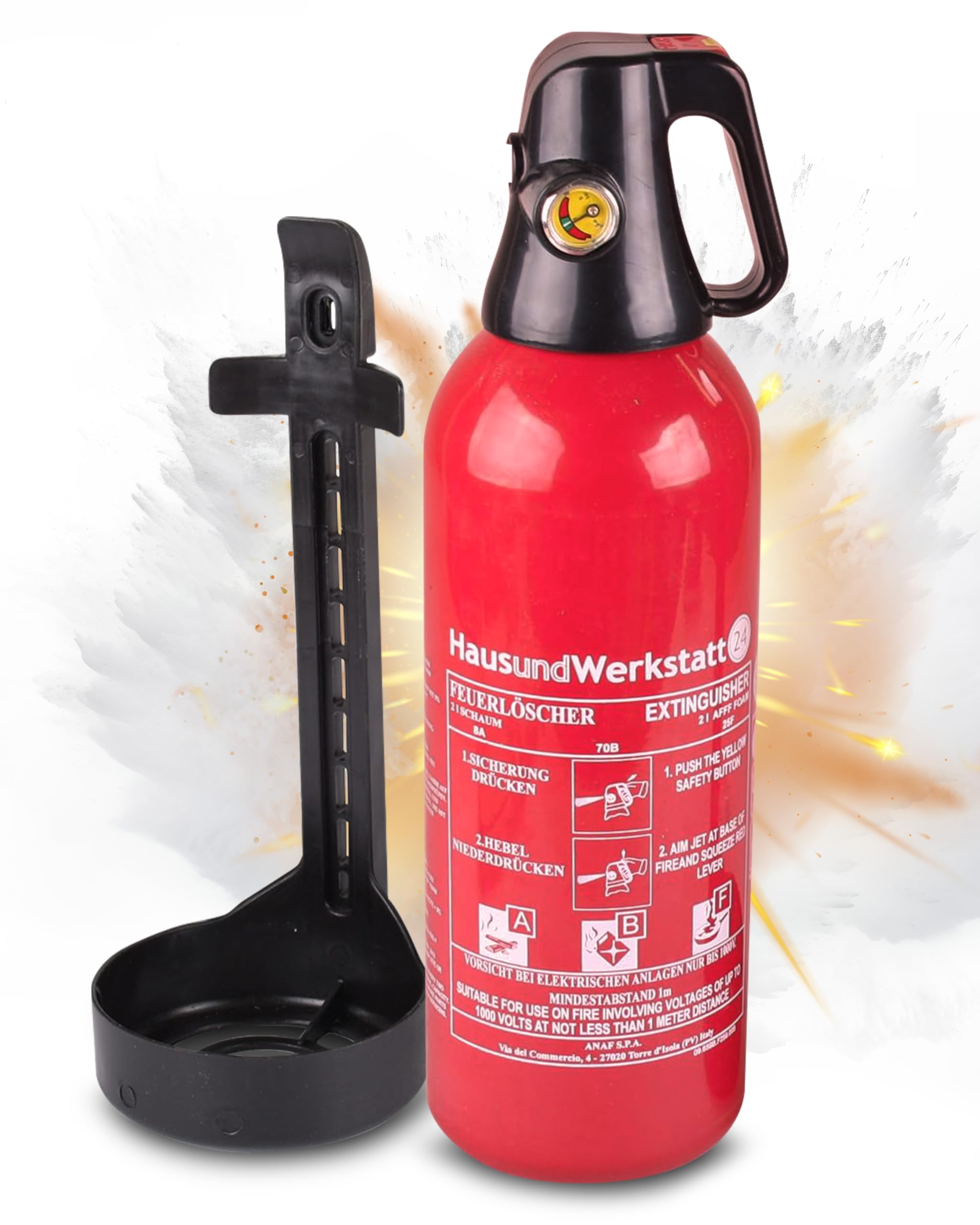 Aluminium Schaumfeuerlöscher 'Laura' 2L ABF (Fettbrandlöscher FS2P Halterung Prüfplakette HUW24)