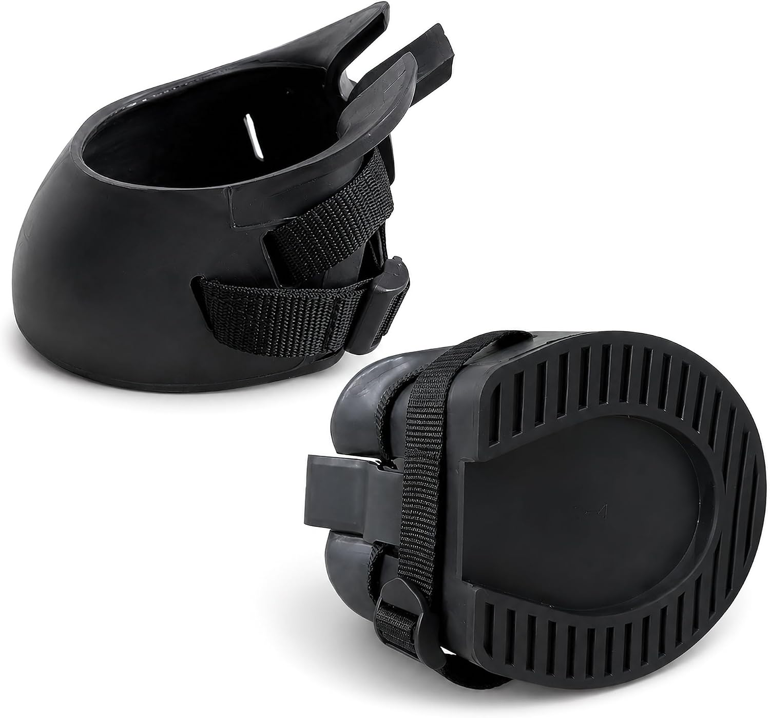Horse Hoof Boots, 2 Pack Rubber Hoof Protectors for Riding (L) | rubber shell, adjustable strap, textured sole, easy to clean, for riding training turnout and daily hoof care