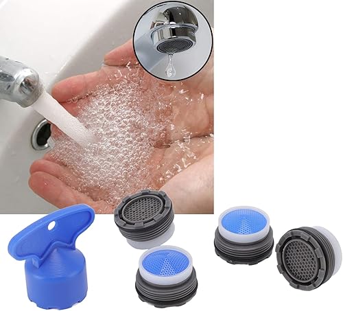 Miniatura 4 de 4 piezas de insertos aireadores de grifo, aireador de grifo de fregadero de plástico con llave, aireador de grifo de baño, restrictor de flujo de