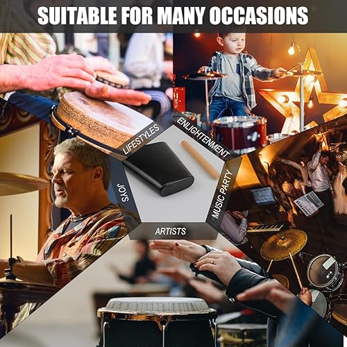 Miniatura 7 de Instrumento de percusión de 6 pulgadas CowBell Metal cencerro con mazo de madera fabricante de ruido musical kit de mano