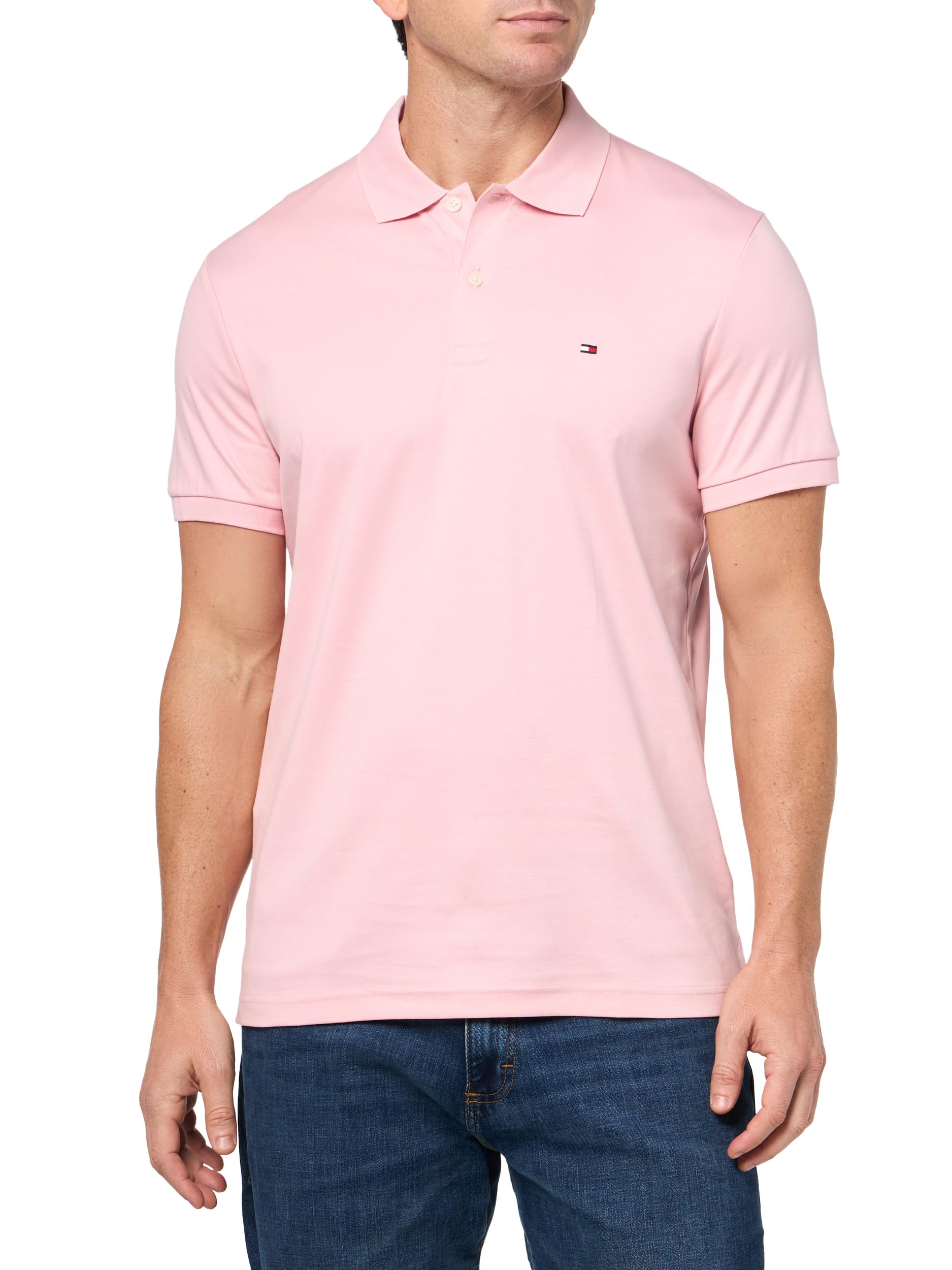 Tommy Hilfiger Men's Pink Shade Liquid Cotton Regular Short Sleeve Polo