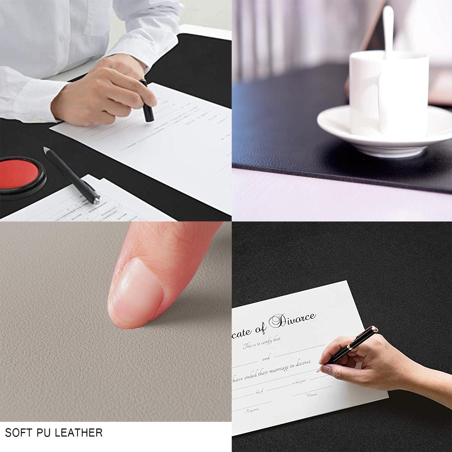 Sous-main de bureau en cuir synthétique souple, imperméable, résistant à l'huile, antidérapant, protection des bords de la table pour le bureau et la maison