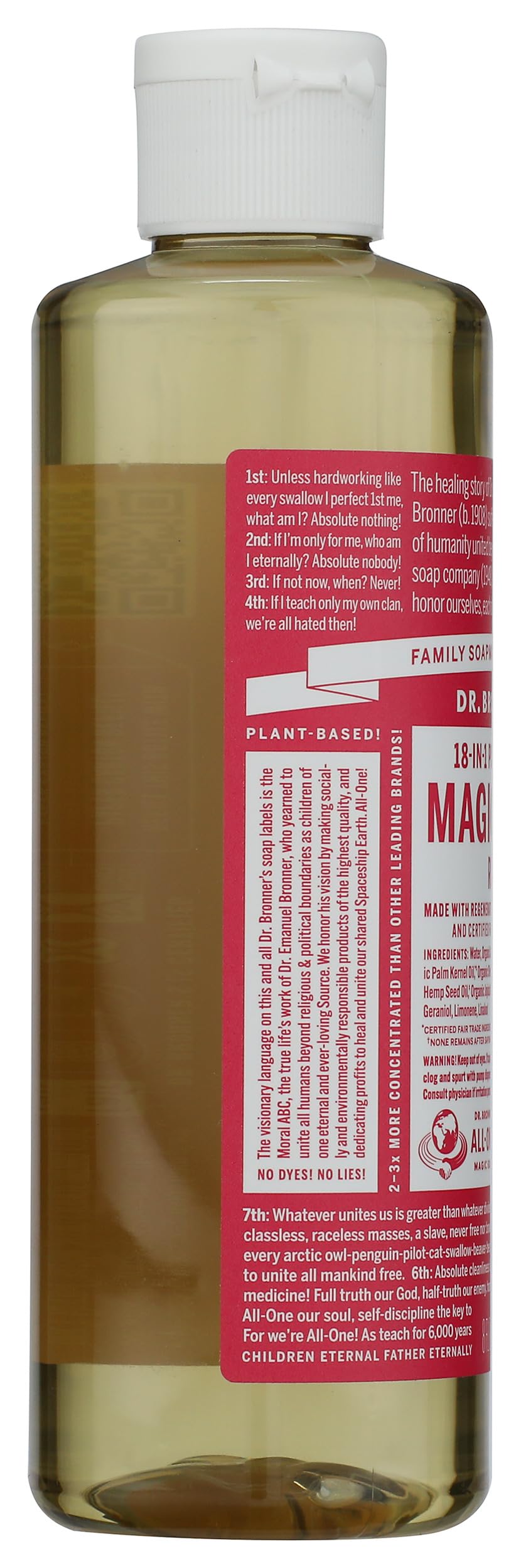Dr. Bronner's Bio 18-w-1 Konopia i Róża Pure Castile Mydło w płynie, 237 ml
