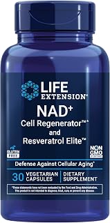 Life Extension NAD+ Cell Regenerator & Resveratrol Elite - 300mg NR, Trans-Resveratrol, Quercetin, Fisetin for Healthy Aging & Heart Health, 30 Veg Caps