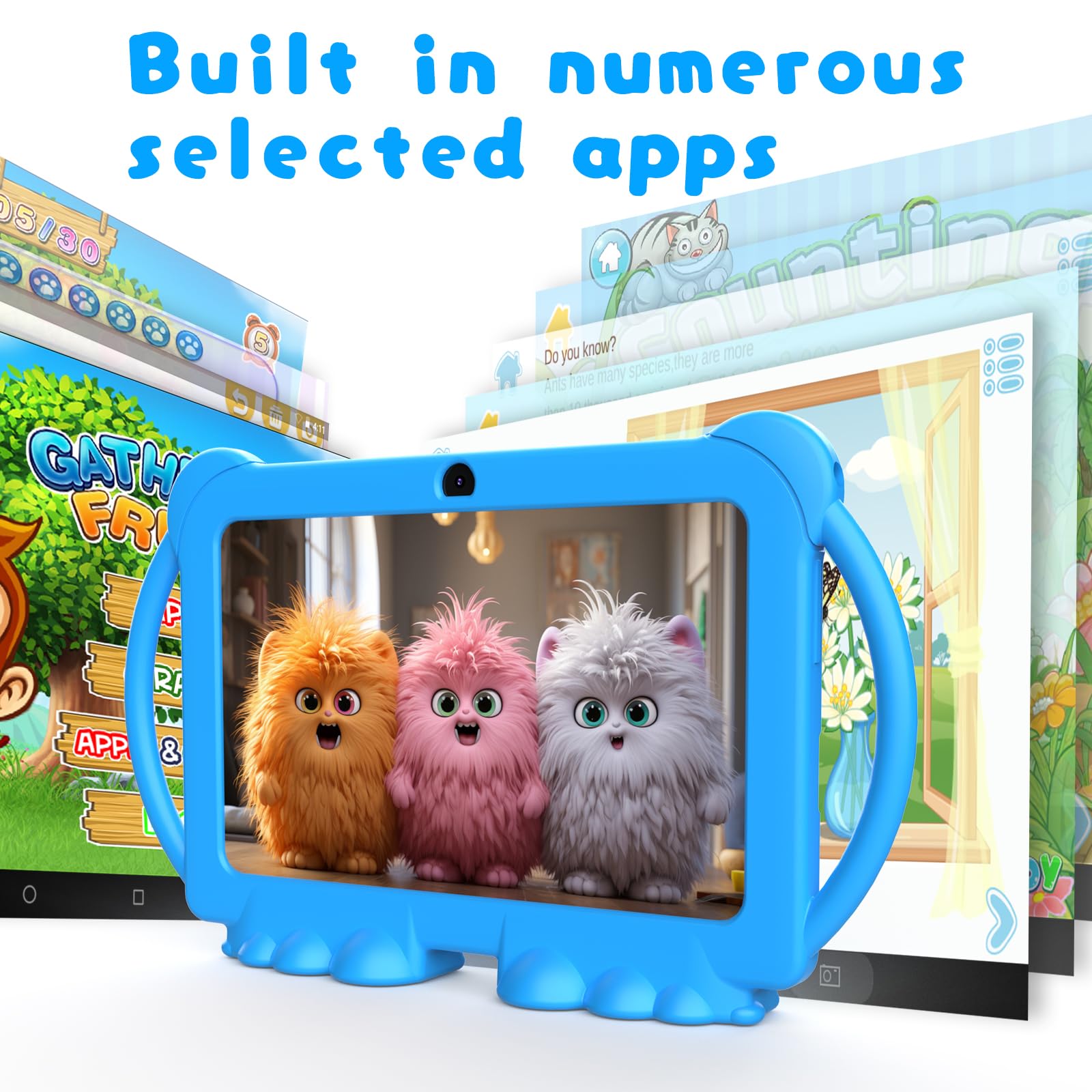 Tablet per bambini da 7 pollici per ragazzi e ragazze tablet Android per bambini, 4 GB RAM 32 GB ROM Tablet per bambini, WIFI Bluetooth, schermo IPS di sicurezza, controllo genitori, doppia fotocamera