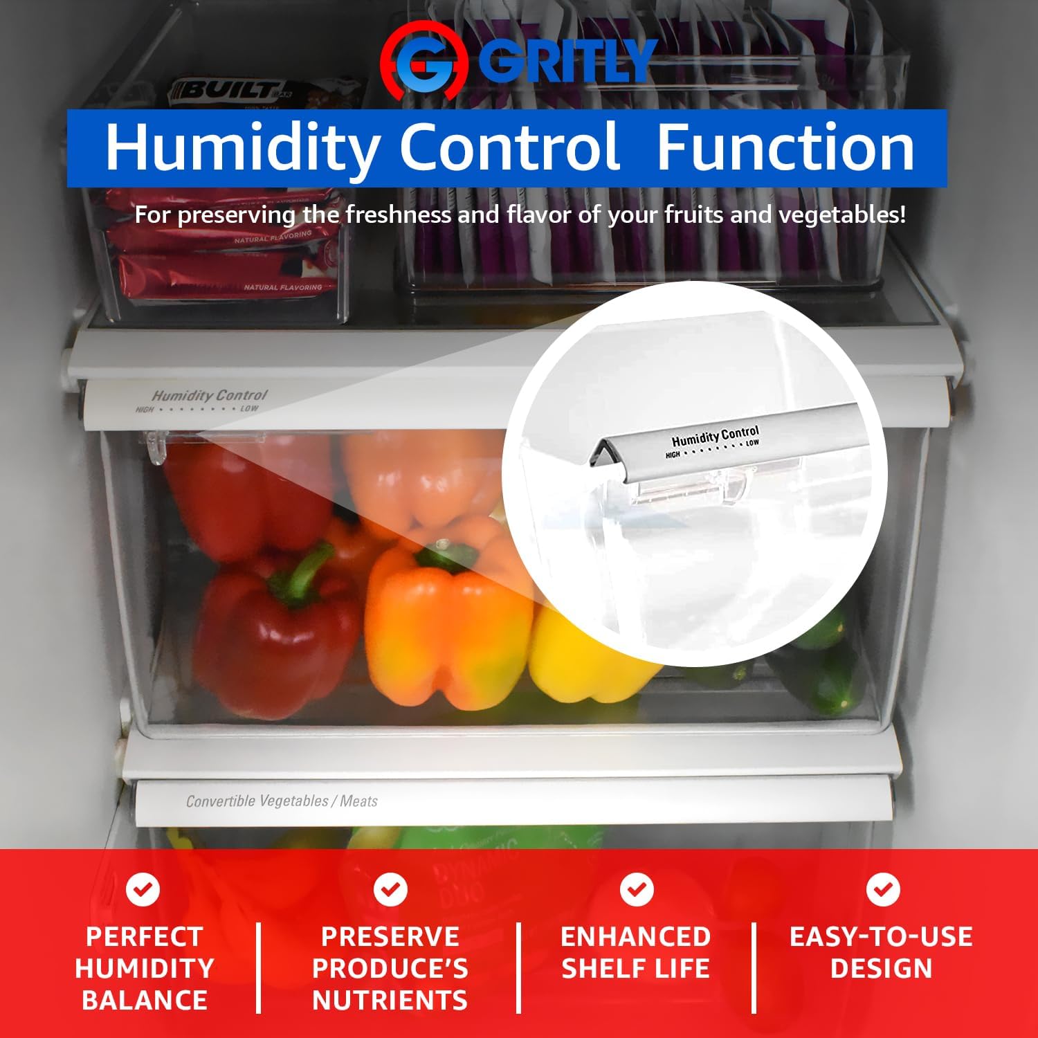 GRITLY WP2188656 Crisper Drawer with Humidity Control