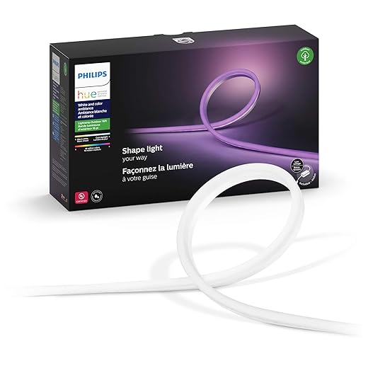 Philips Hue White & Color Ambiance Outdoor LightStrip 5m/16ft (Requires Hue Hub, Works with Amazon Alexa Apple HomeKit and Google Assistant) (530931)