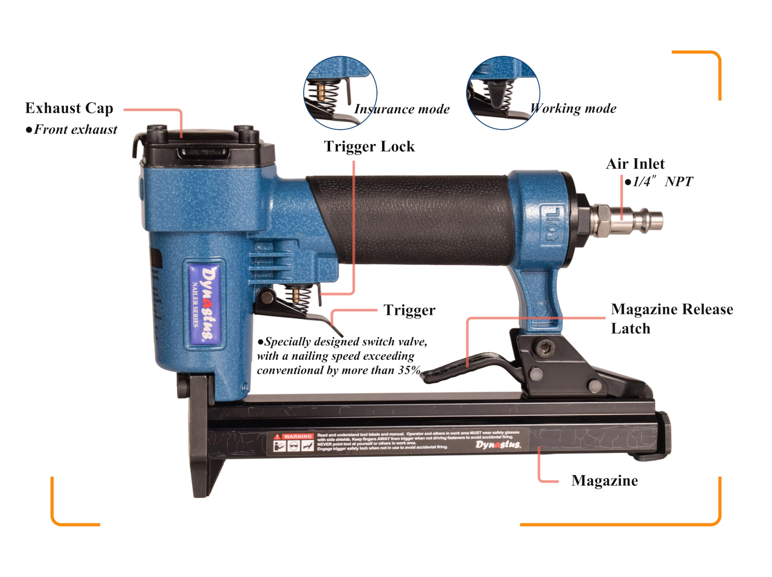 Dynastus T50 Pneumatic Stapler - Heavy Duty Air Staple Gun -2