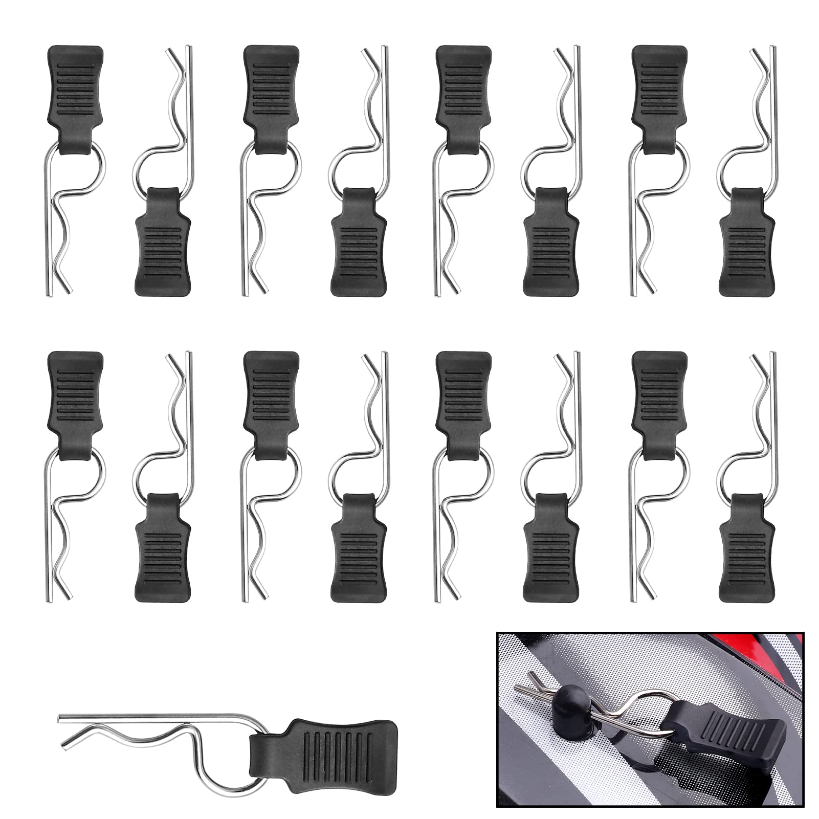 50 Pieces HobbyPark Universal RC Body Clips w/Pull Tabs Car Clips R Clips for All 1/10 1/12 Scale Redcat HPI HSP Exceed RC Car Parts Truck Buggy Shell Replacement, Silver
