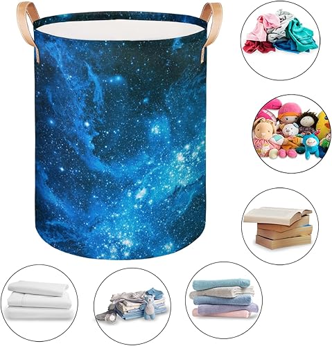 Miniatura 5 de Cesta de lavandería Galaxy Stars Nebulosa, cesta de almacenamiento redonda grande con asa, cesta de ropa, organizador para guardería, hogar, oficina
