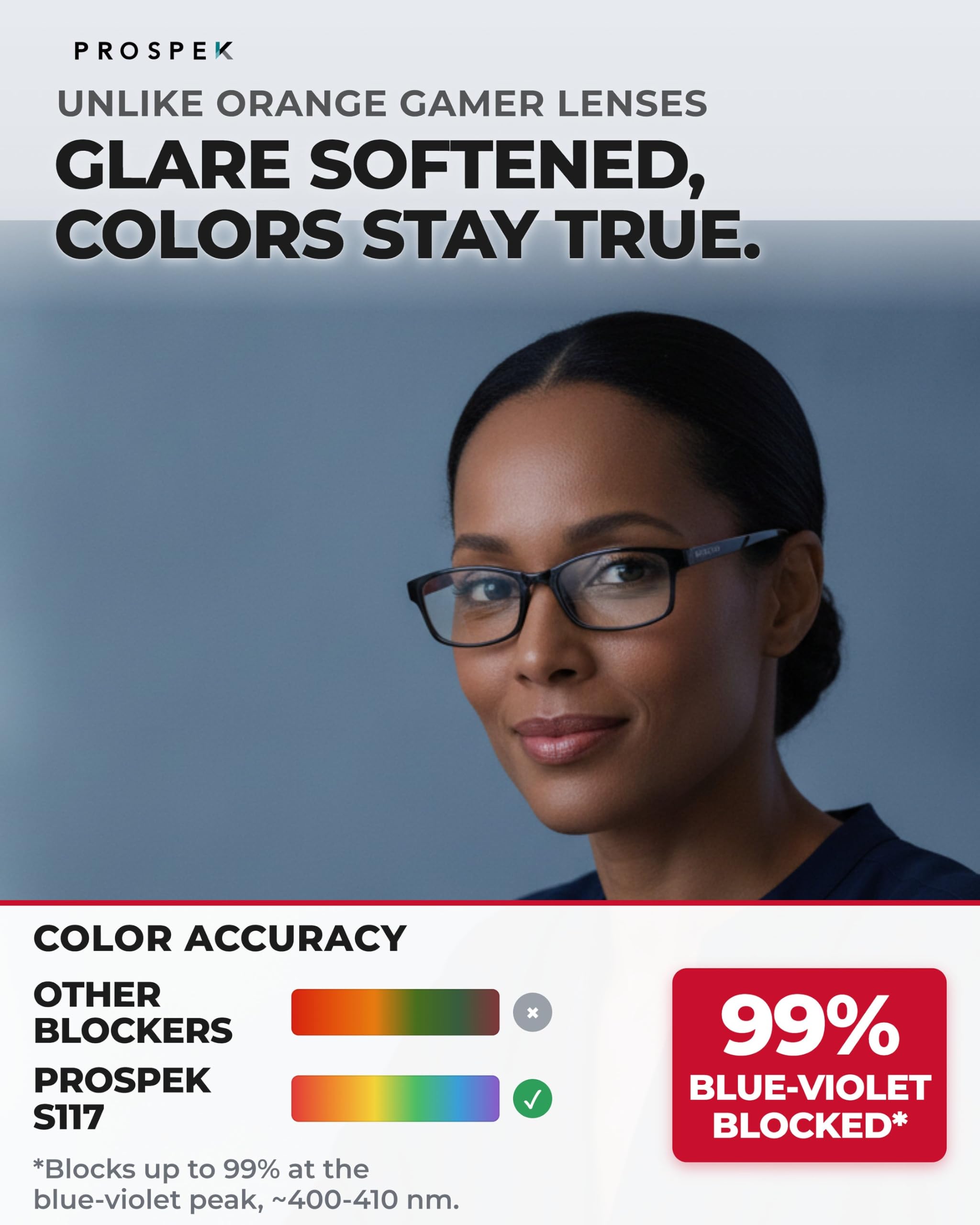 PROSPEK - Gafas para ordenador Premium – Professional – Con filtro de luz azul y antirreflejante (+1.25 Dioptrías | Rojo y Negro | Tamaño Regular)