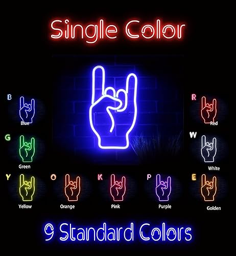Miniatura 2 de ADVPRO Rock On Hand Sign Flex Silicone LED Neon Sign - Amarillo - st16s32-fnu0067-y