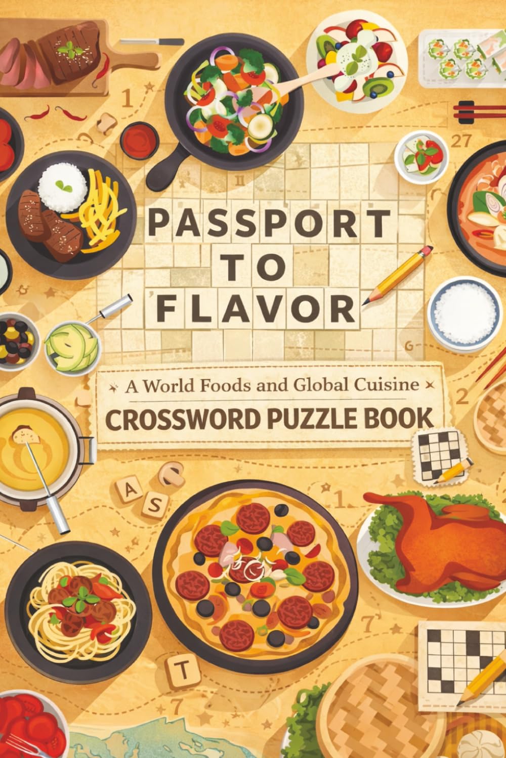 Passport to Flavor - International Cuisine Crossword Journey: A World Cuisine Crossword Puzzle Book Featuring International Foods, Iconic Dishes, and Global Flavors | 60 puzzles