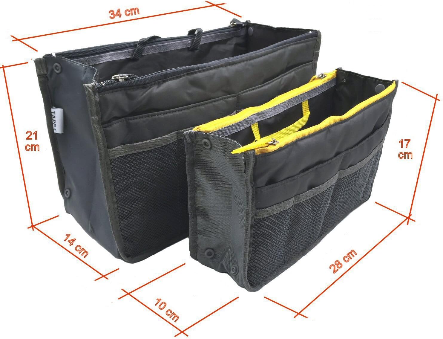 Tapp C. Multi-pocket Nylon Purse Insert Organizer - Large/Black
