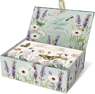 Punch Studio Natures Grace Daisy Lavender, Boxed Note Cards, 12 Cards With Keepsake Box 59267
