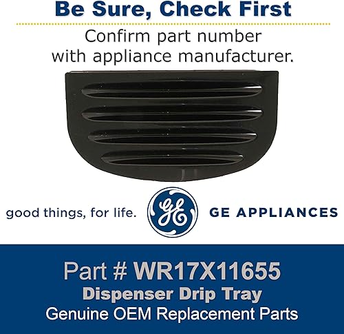 Miniatura 4 de GE WR17X11655 Bandeja de goteo dispensadora original OEM (negro) para refrigeradores GE