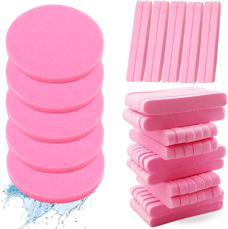 WORFACE Esponjas Faciais Compactadas Rosa para Limpeza e Maquiagem – Pacote com 120