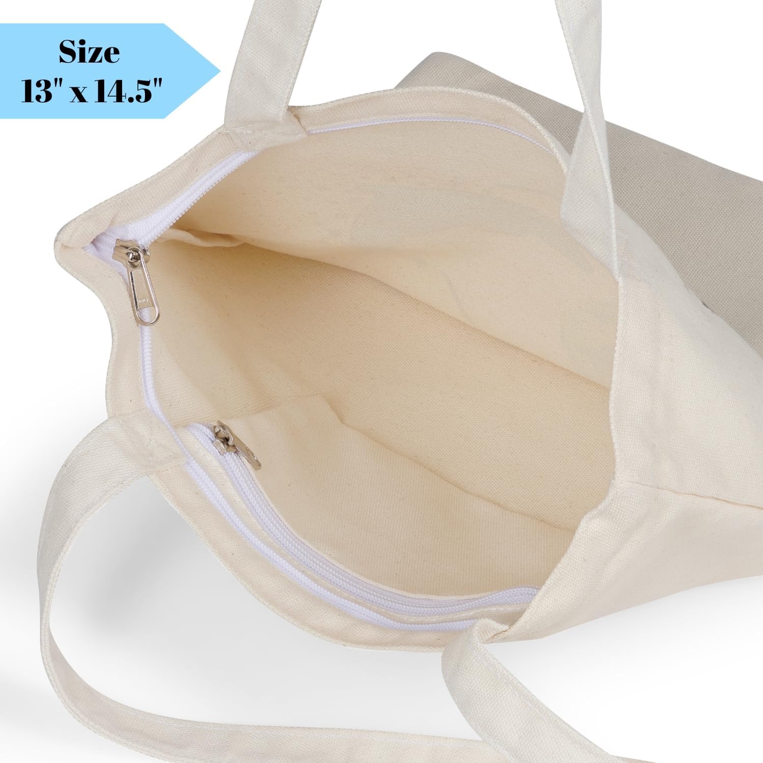 Dolphin Tote Bag Set of 2, 100% Cotton Canvas with Zipper Closure and Multiple Pockets, Large and Small Multi-Purpose Bag for Shopping, School, Travel, Gifts