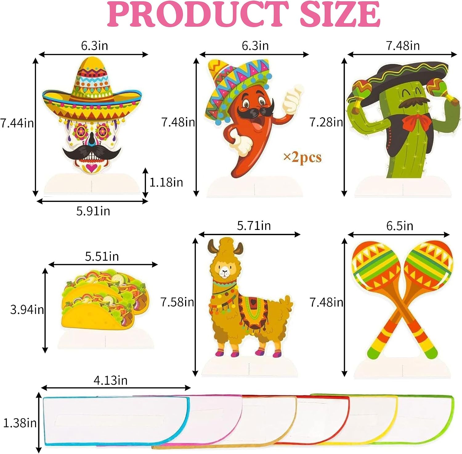 Mexican Fiesta Party Decoration - 9-Panel Plastic Papel Picado Banner and 12 Table Centerpieces for Cinco de Mayo Taco Party Birthday Day of the Dead Decor Supplies image 5