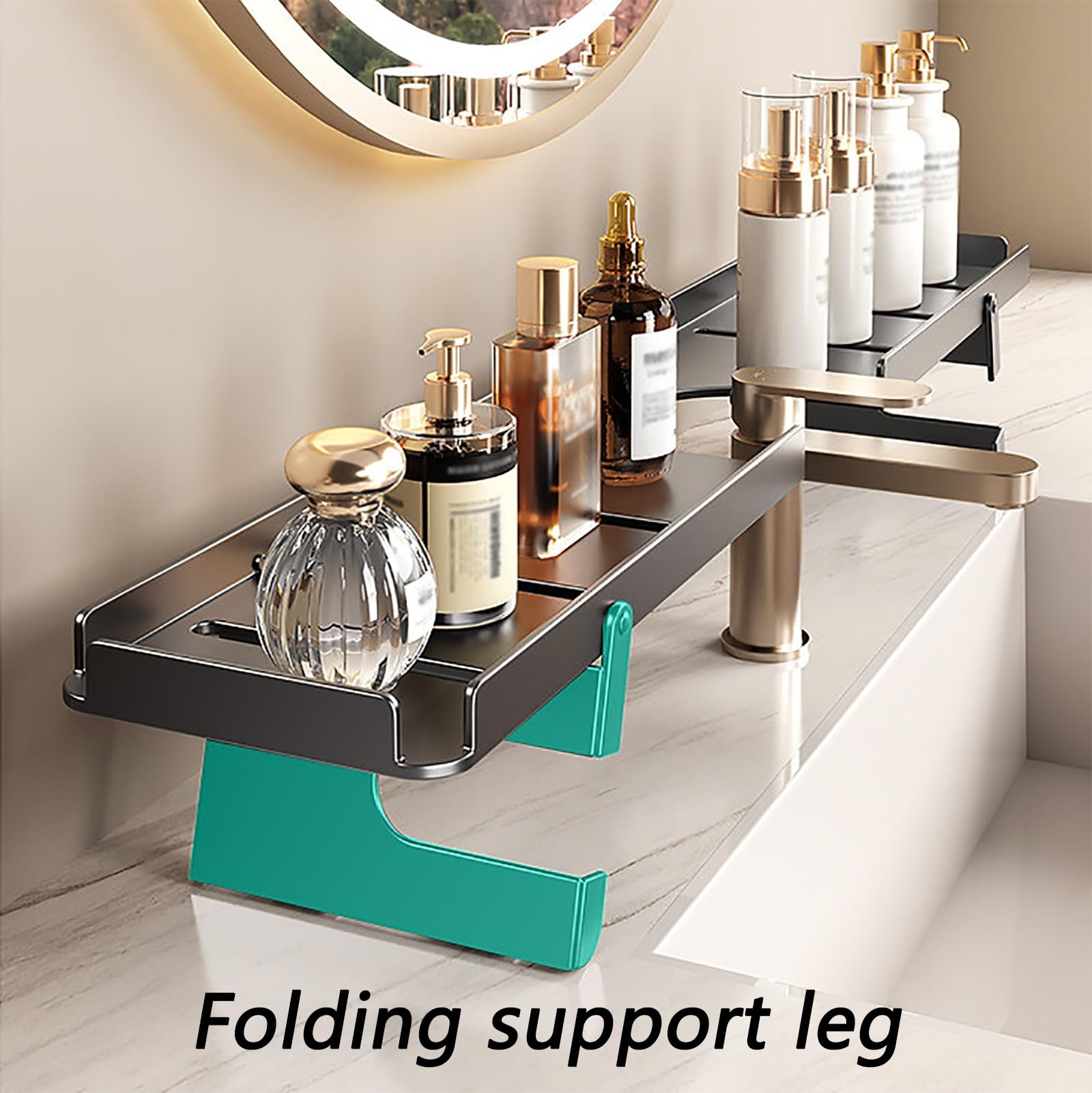 Waschbeckenablage Ohne Bohren, Bad Ablage Über Waschbecken, Klappbare Standfüße, Keine Montage Erforderlich, für Badezimmer und Küche(60cm/23.6in)
